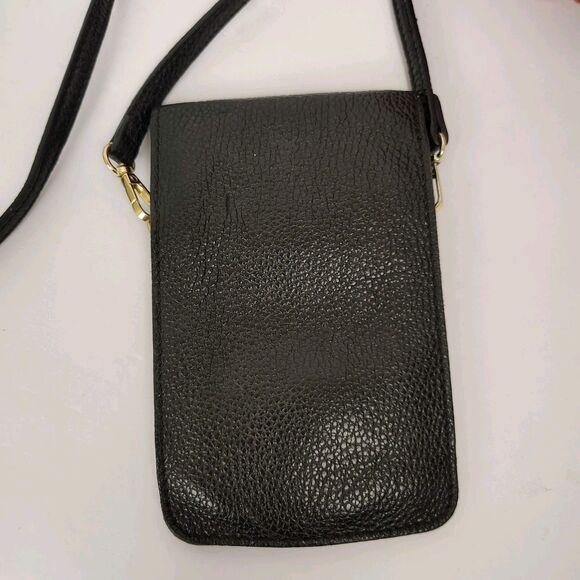 ISADORA Genuine Leather Crossbody Bag Made in Italy Black Cellphone - Picture 3 of 12